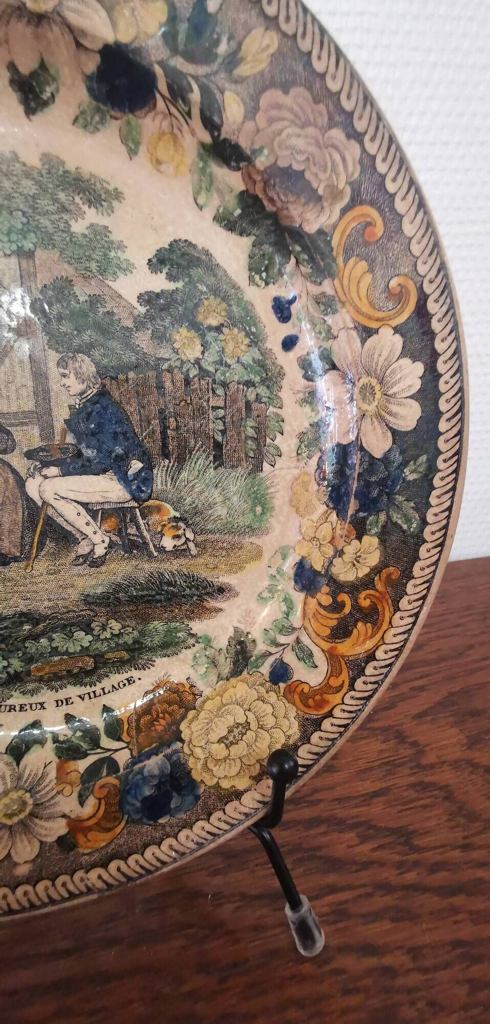 Old talking plate Creil Montereau Louis Lebeuf & Thibault