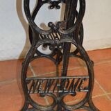 Old cast iron industrial console table and oak top