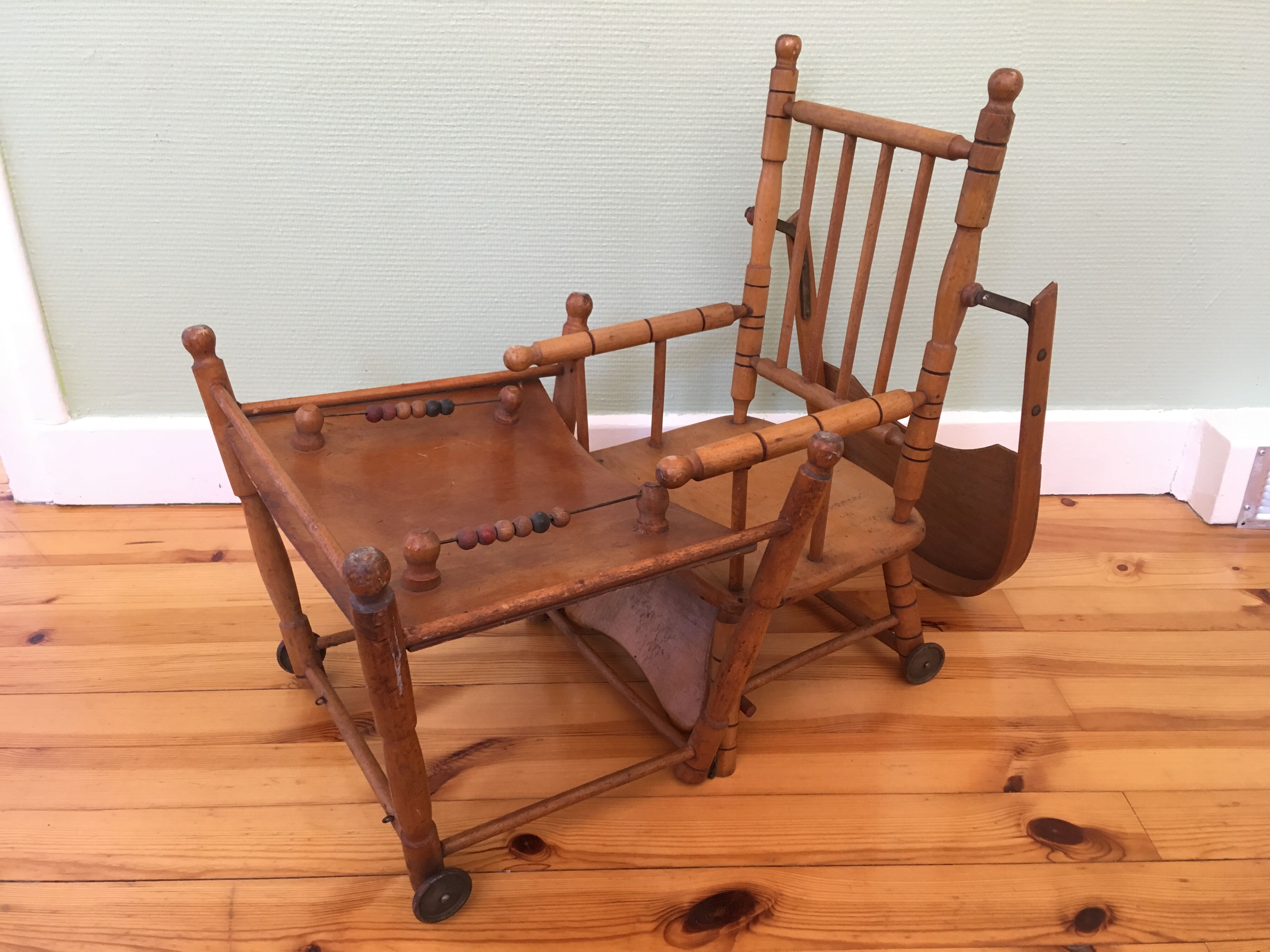 30-year-old high chair in wood turned