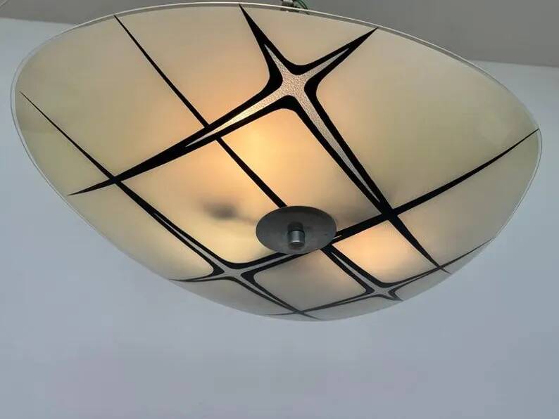 Mid-century design glass pendant by Napako, Czechoslovakia, 1970s.