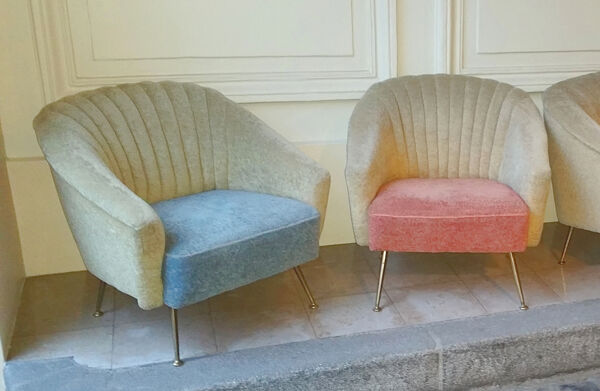 Fauteuil  club design italien années 50-60  bi color
