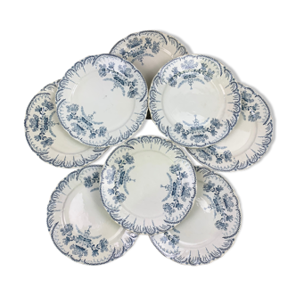 Lot of 8 plates flat Saint Amand model Regency