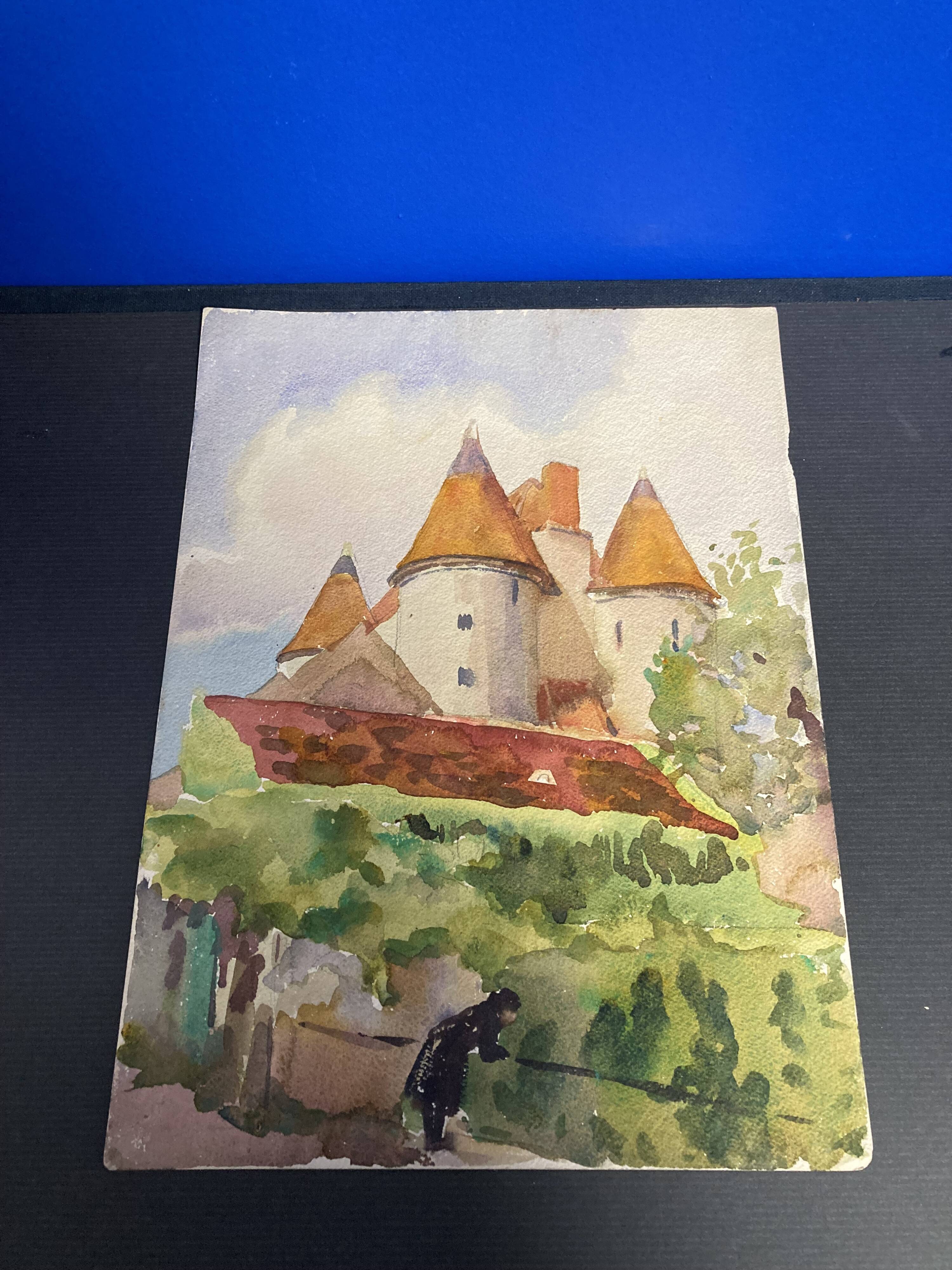 Watercolor Vintage Chateau
