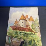 Watercolor Vintage Chateau
