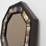 Brass and horn octagonal mirror with horn by Anthony Redmile, UK ca. 1980