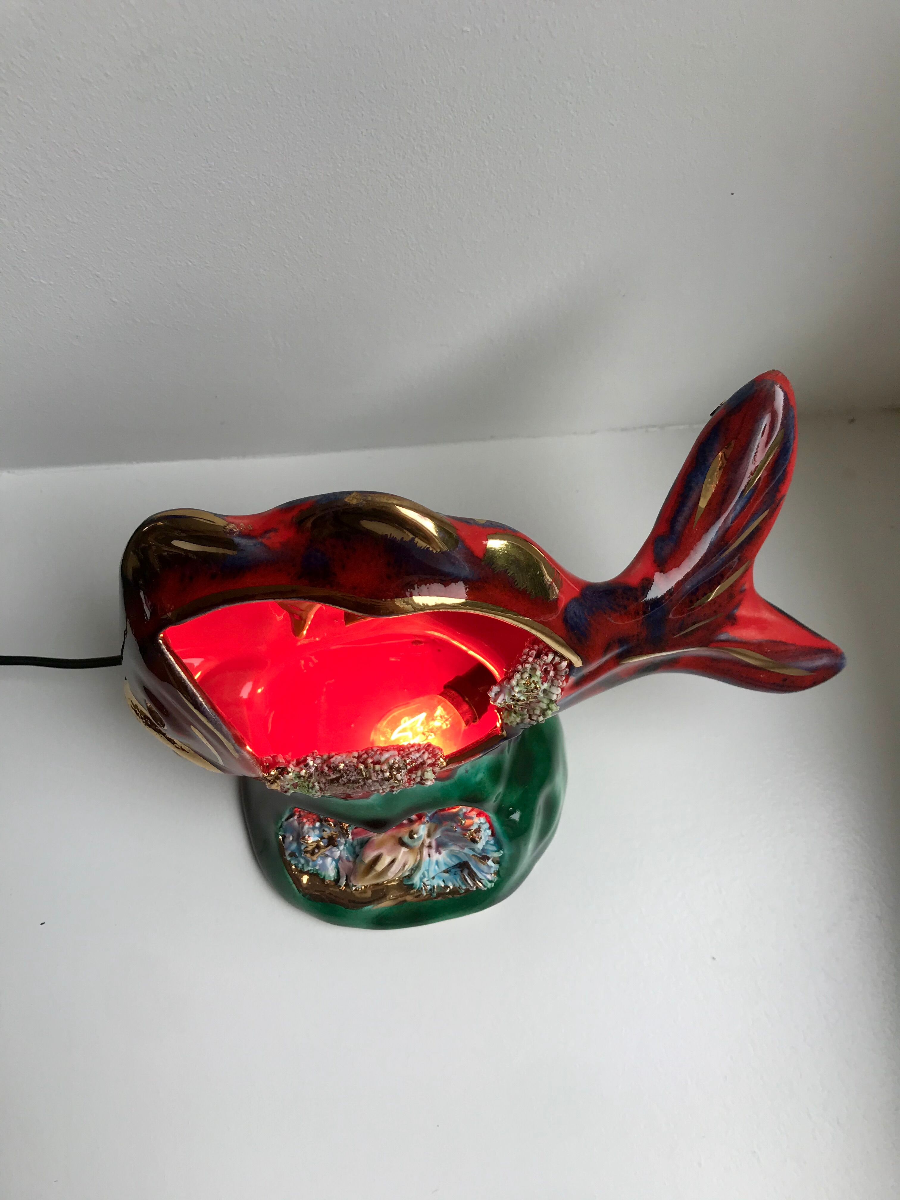 Lampe poisson Vallauris années 70