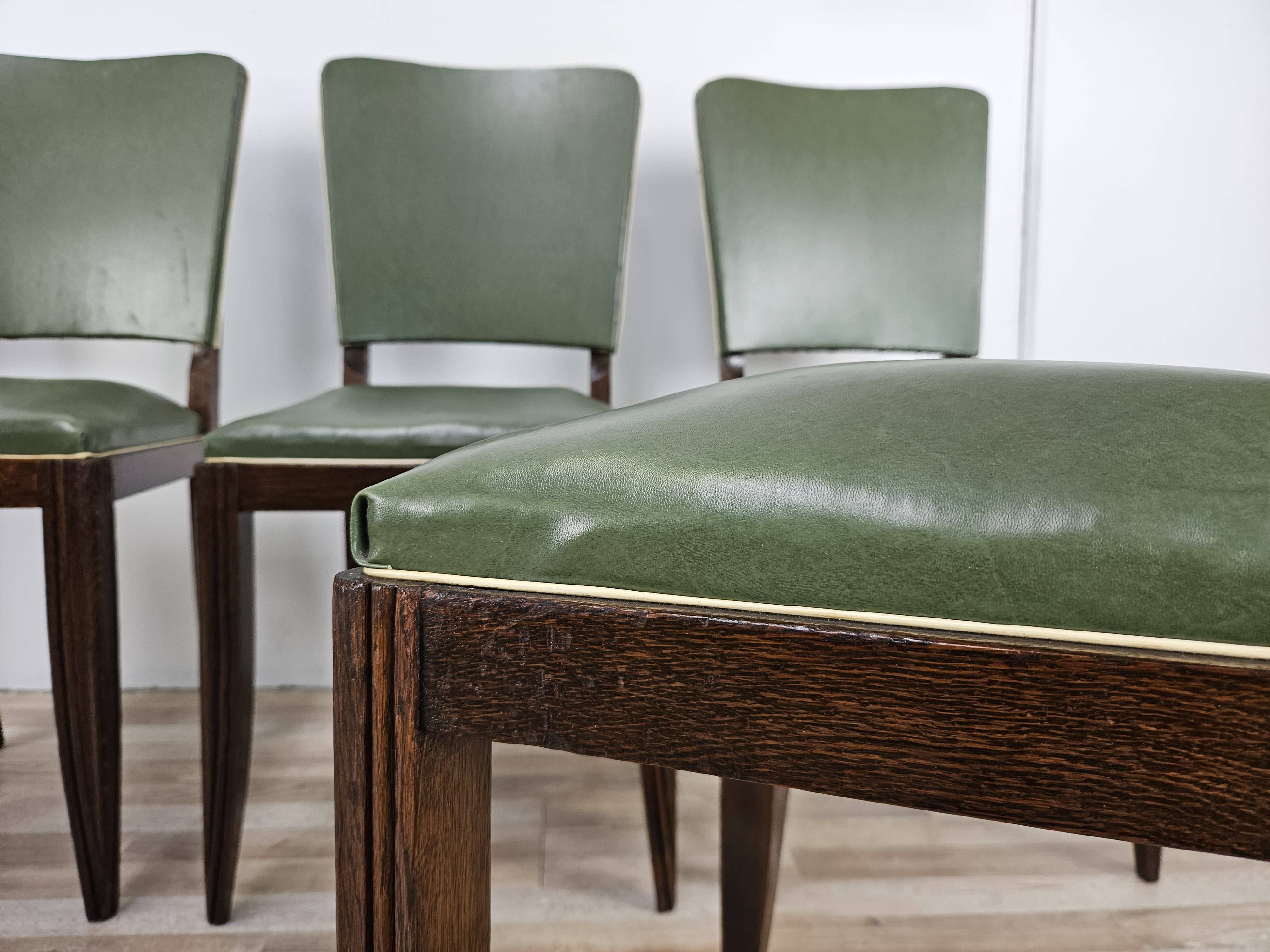 Set of 8 Art Decò oak dining chairs, 1950