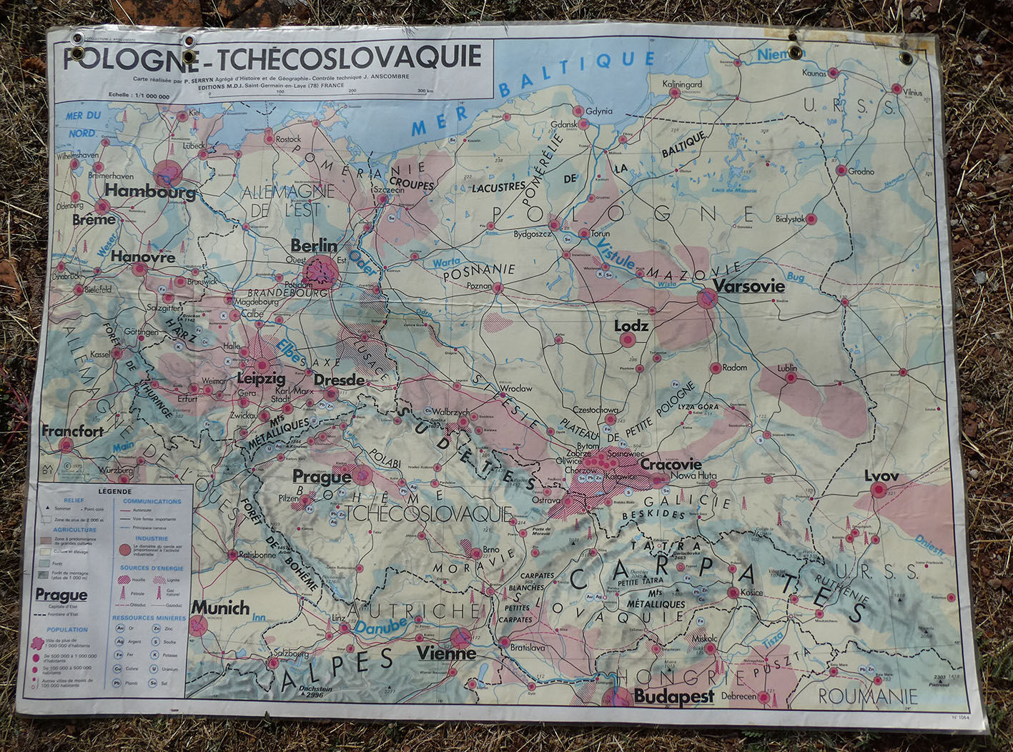 Vintage MDI "Country Balkaniques Poland - Czechoslovakia" school map
