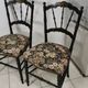 Pair of antique chairs, Napoleon III, blackened wood, reupholstered