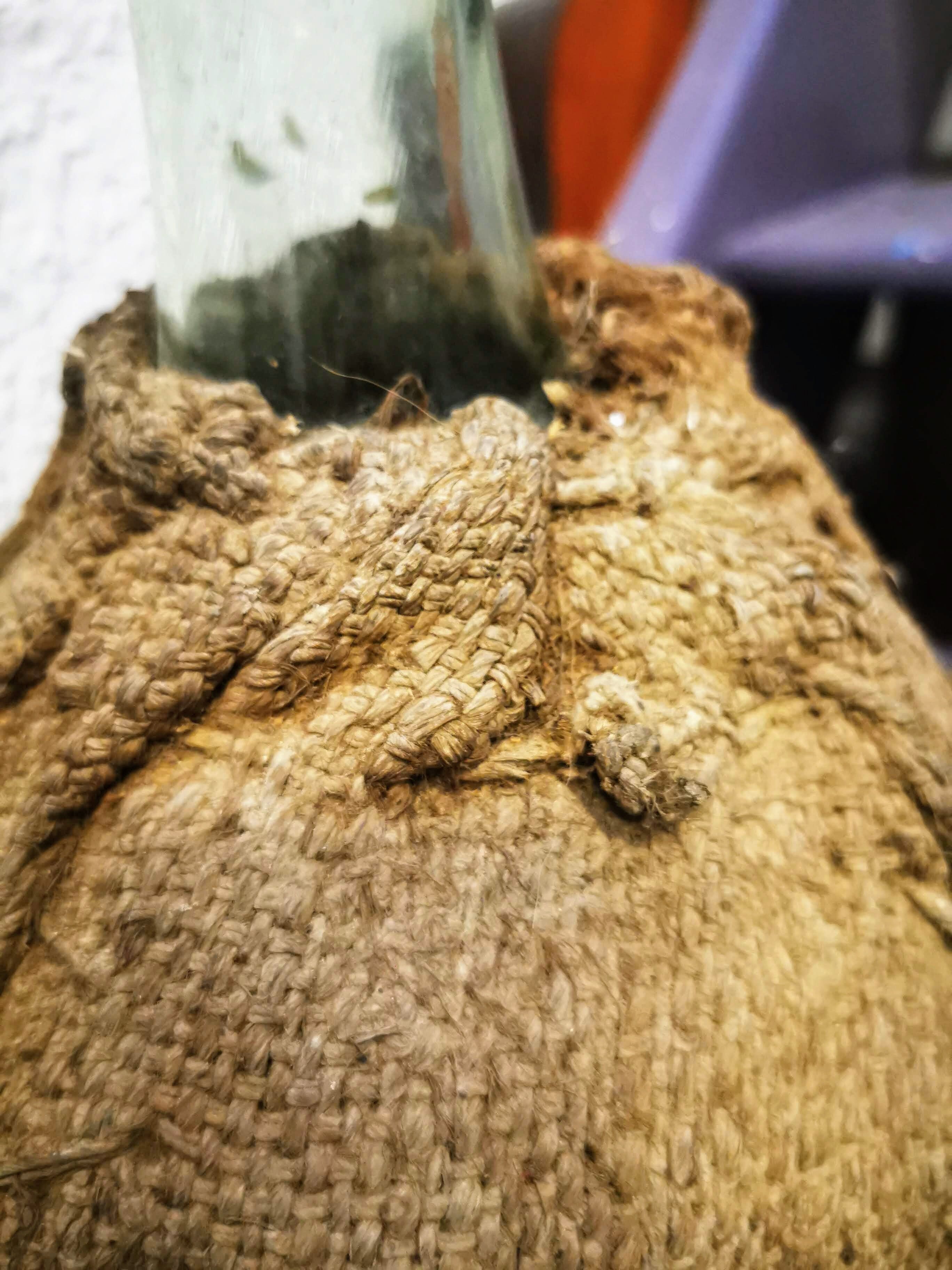 Jute canister dressed in burlap