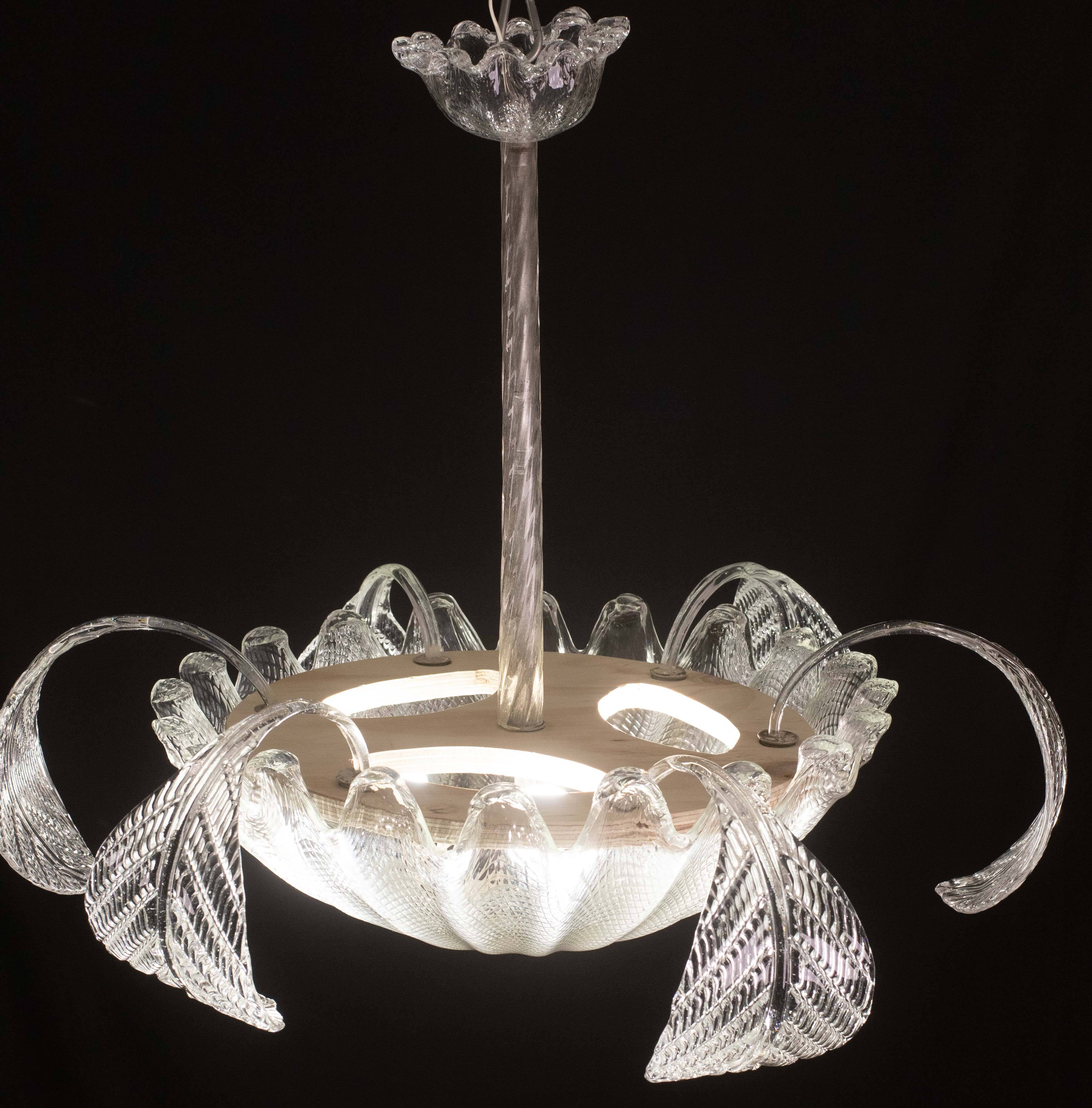 Charming Art Decò, Barovier & Toso Chandelier, Murano Glass, 1950s