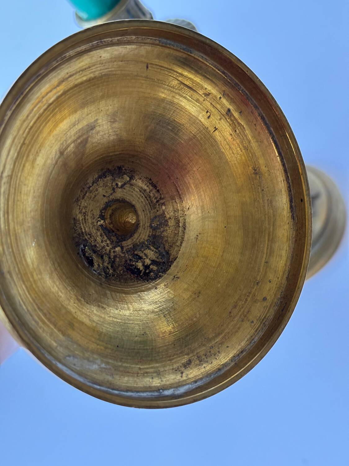 Pair of neoclassical brass candlesticks