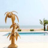 Large rattan “coconut/palm tree” floor lamp