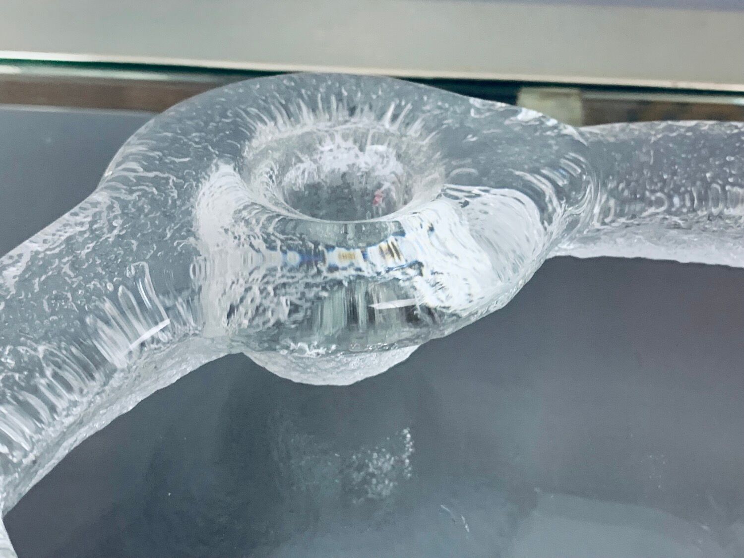 1970s Swedish Pukeberg Glass Candle Holder