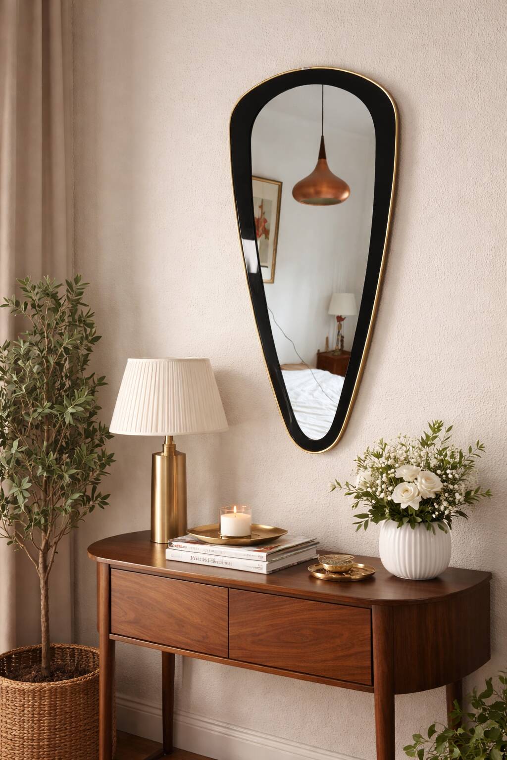 Vintage 1960 asymmetrical mirror - 69 x 35 cm