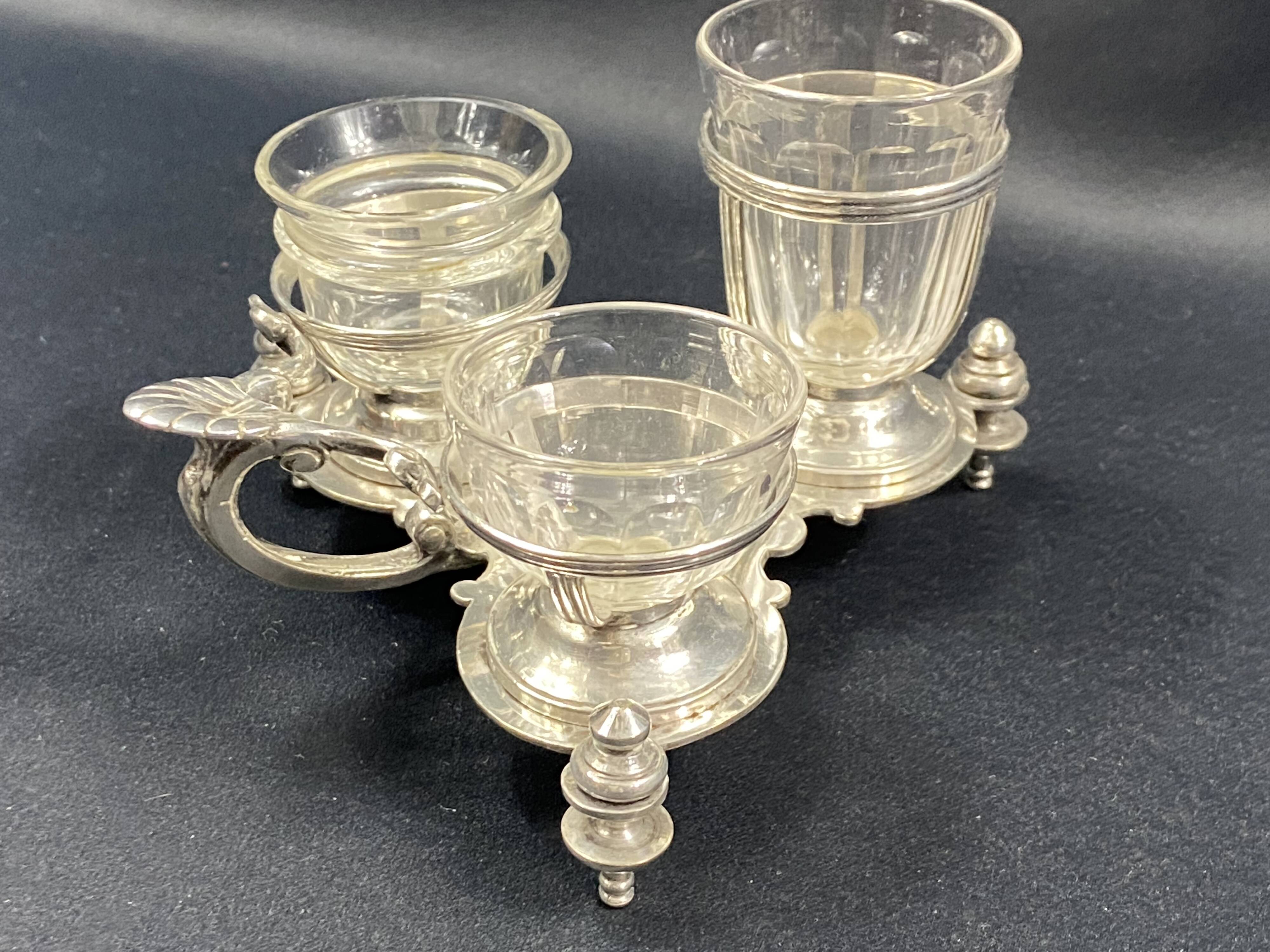 19th century Louis XV style condiment holder, silver or silver-plated metal frame