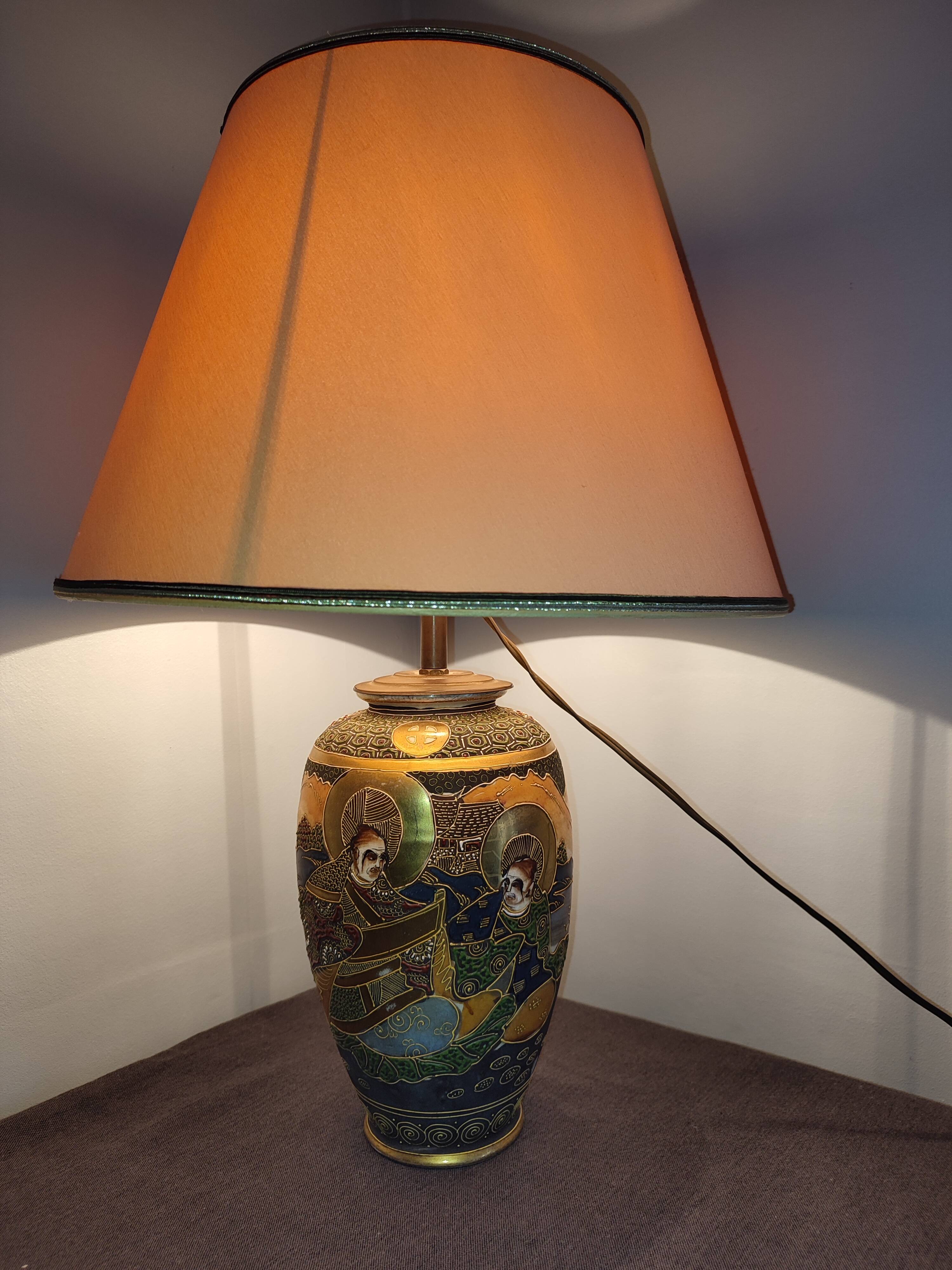 Old Japanese table lamp with Satsuma decoration.
