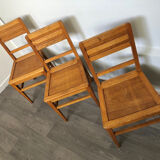 Set of 3 oak chairs from the 50s reconstruction period