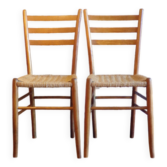 Paire de chaises Chiavari bois et corde