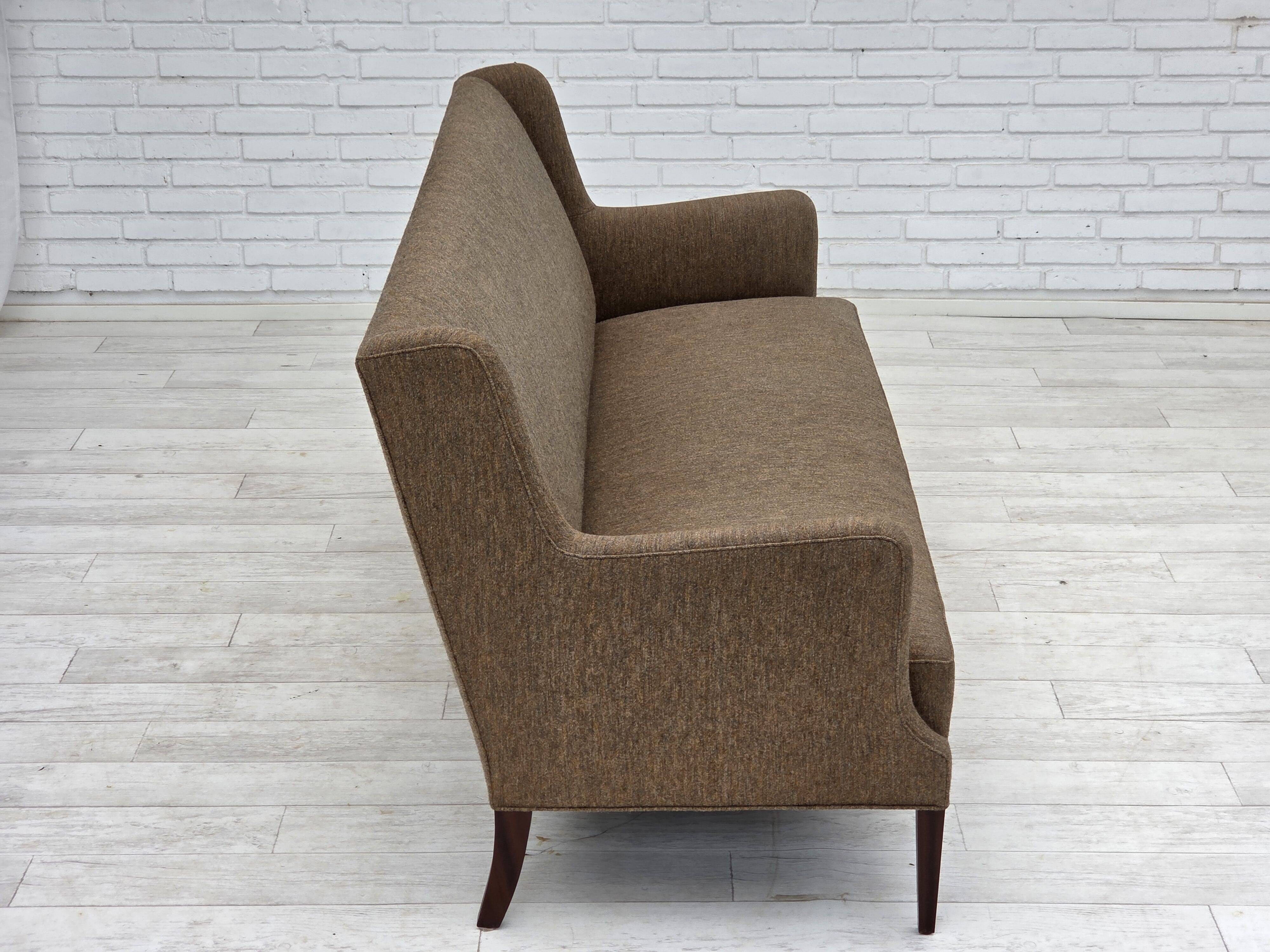 1960s, Danish 3-seater sofa, furniture wool, teak wood.