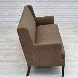 Années 1960, canapé 3 places danois, laine d'ameublement, bois de teck.