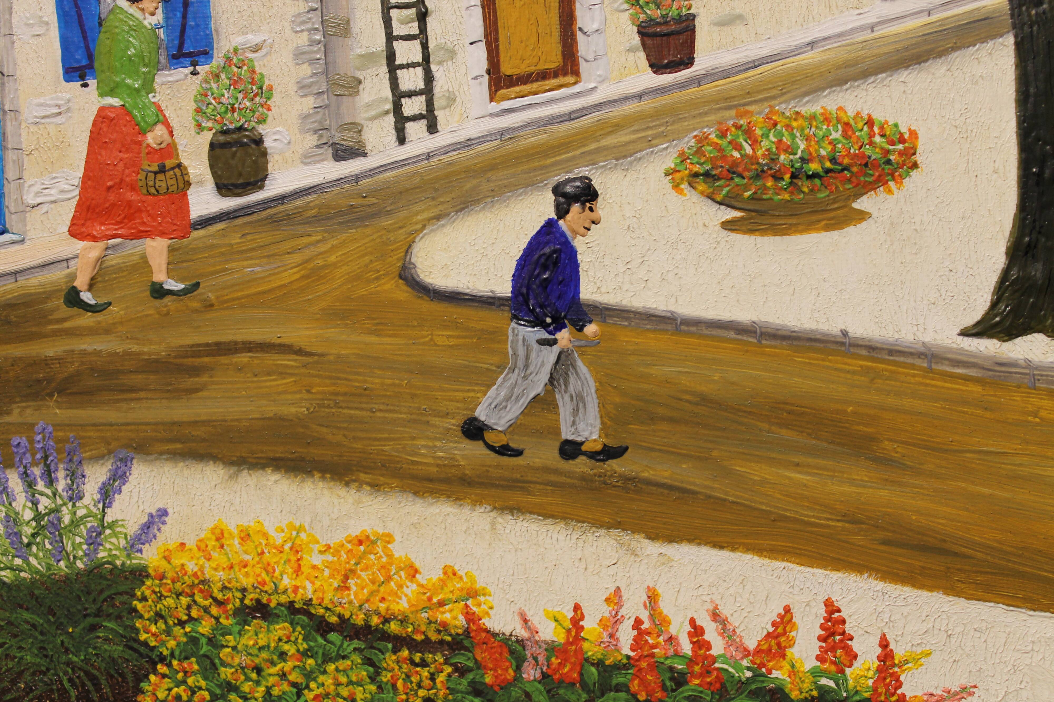 Naive painting by Jean Lagru, 1974