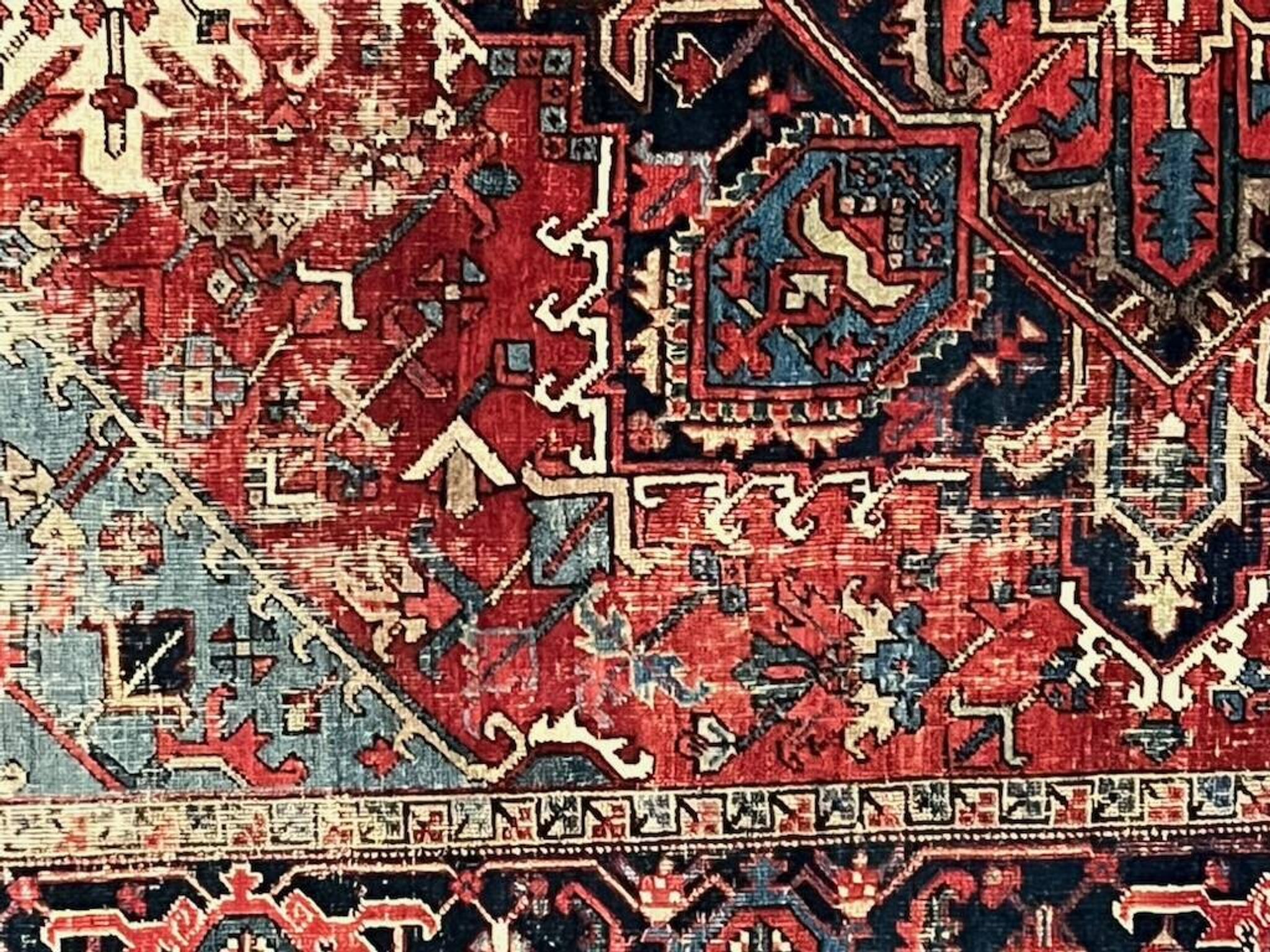 Ancient Heriz Carpet – Cobalt Blue & Indigo – 330 x 218 cm