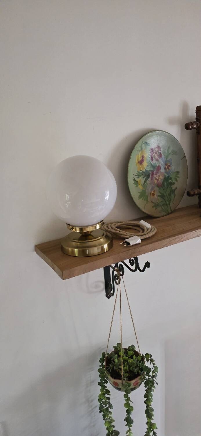 Vintage opaline globe table lamp