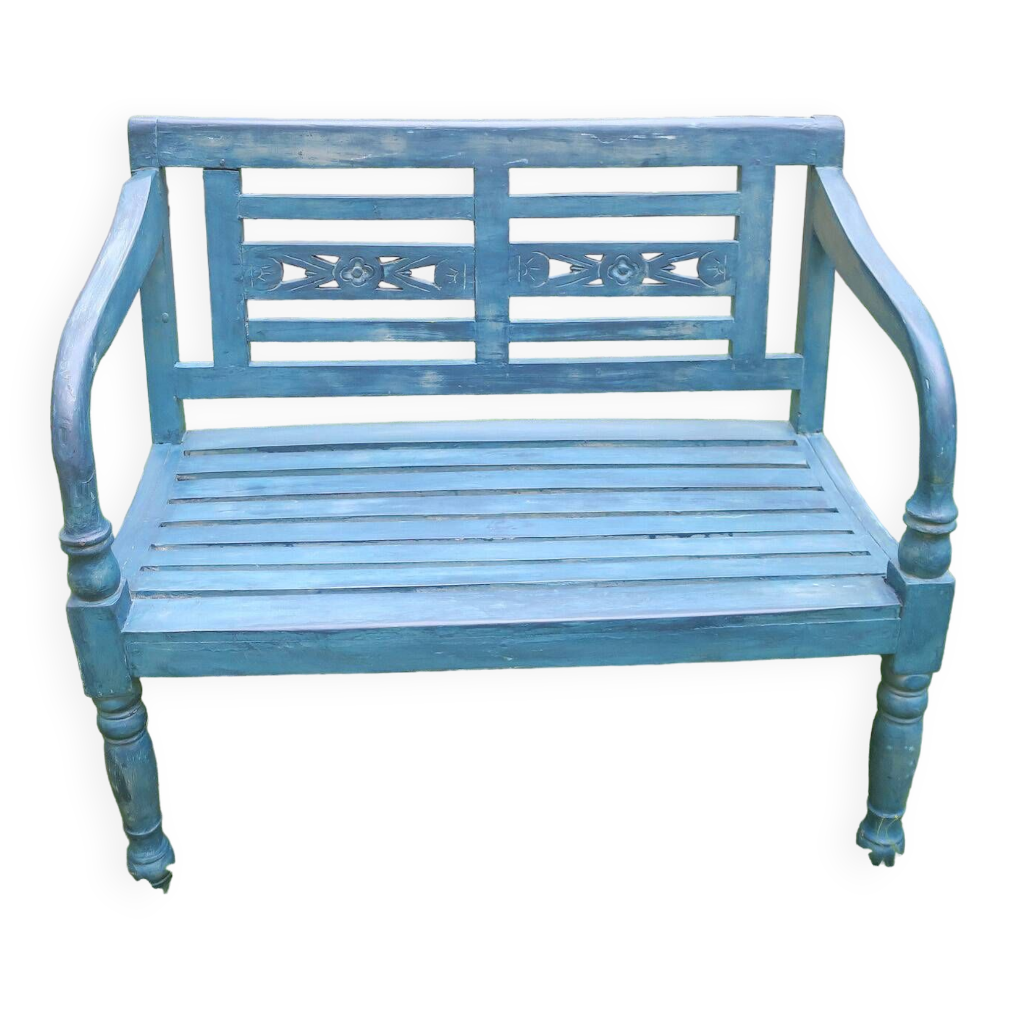 Mid century distressed painted garden bench