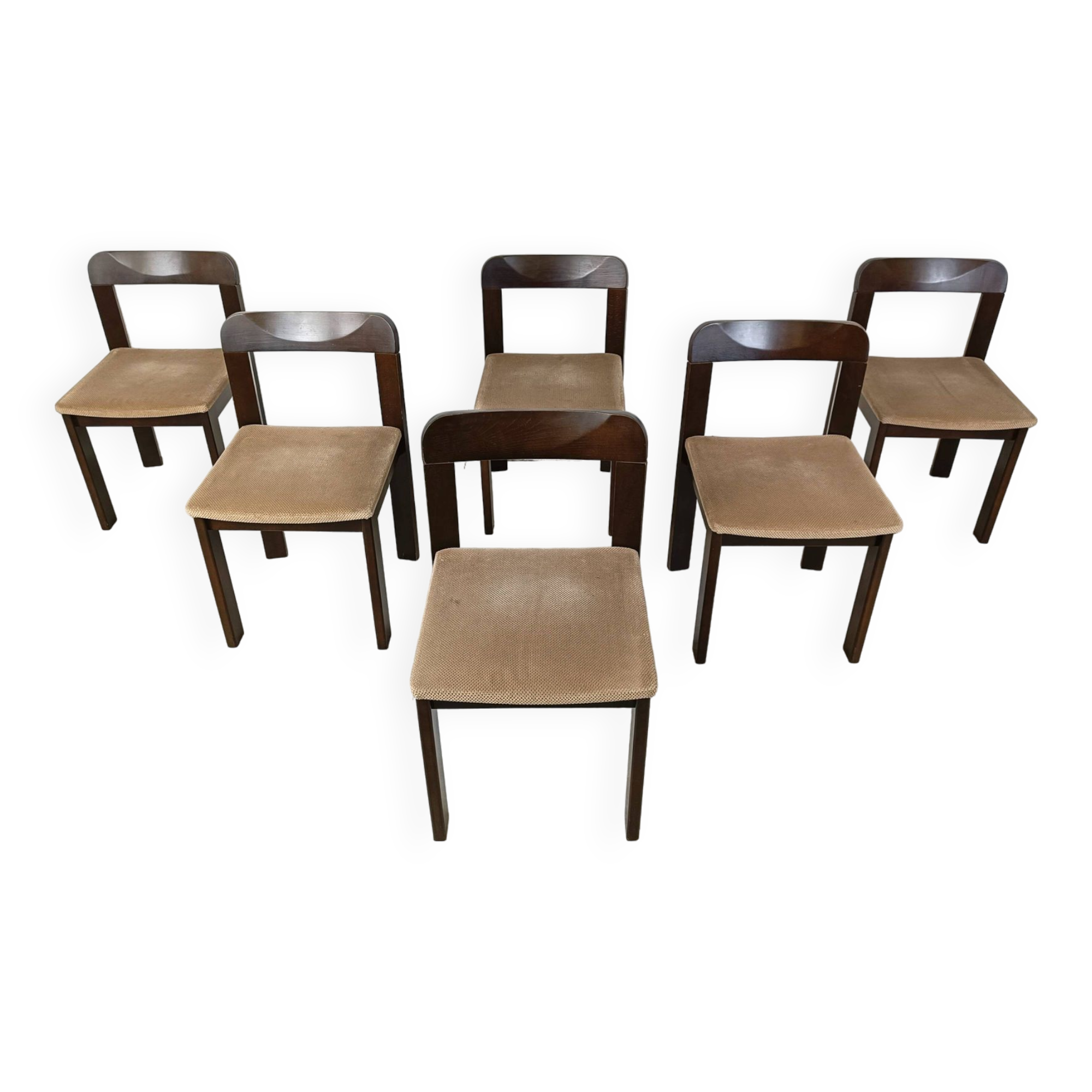 Vintage brutalist dining chairs, set of 6 - 1970s