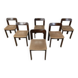 Vintage brutalist dining chairs, set of 6 - 1970s