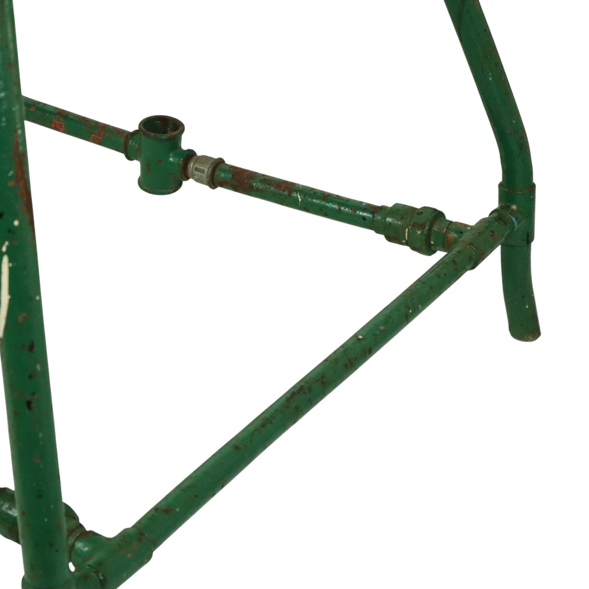 Unique Green Industrial Workbench Work Table Wood Metal 160cm