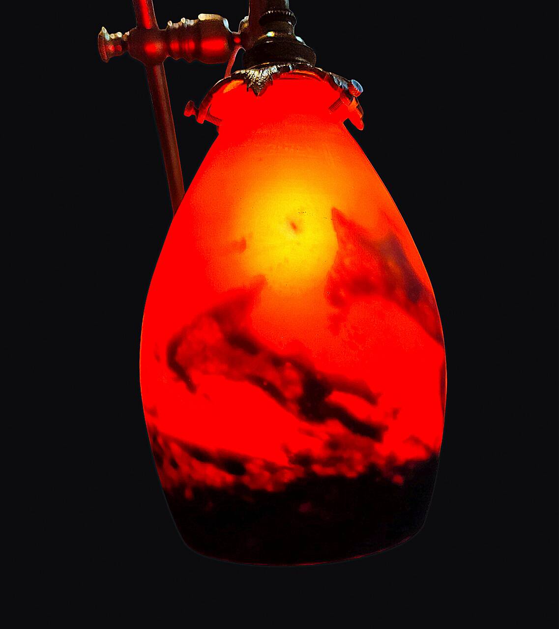 GRAND lampshade "Tulip" in glass paste signed MULLER FRÈRES LUNÉVILLE