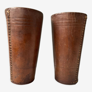 Pair of leather dice cups, early twentieth century