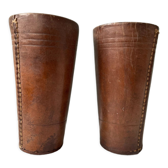 Pair of leather dice cups, early twentieth century