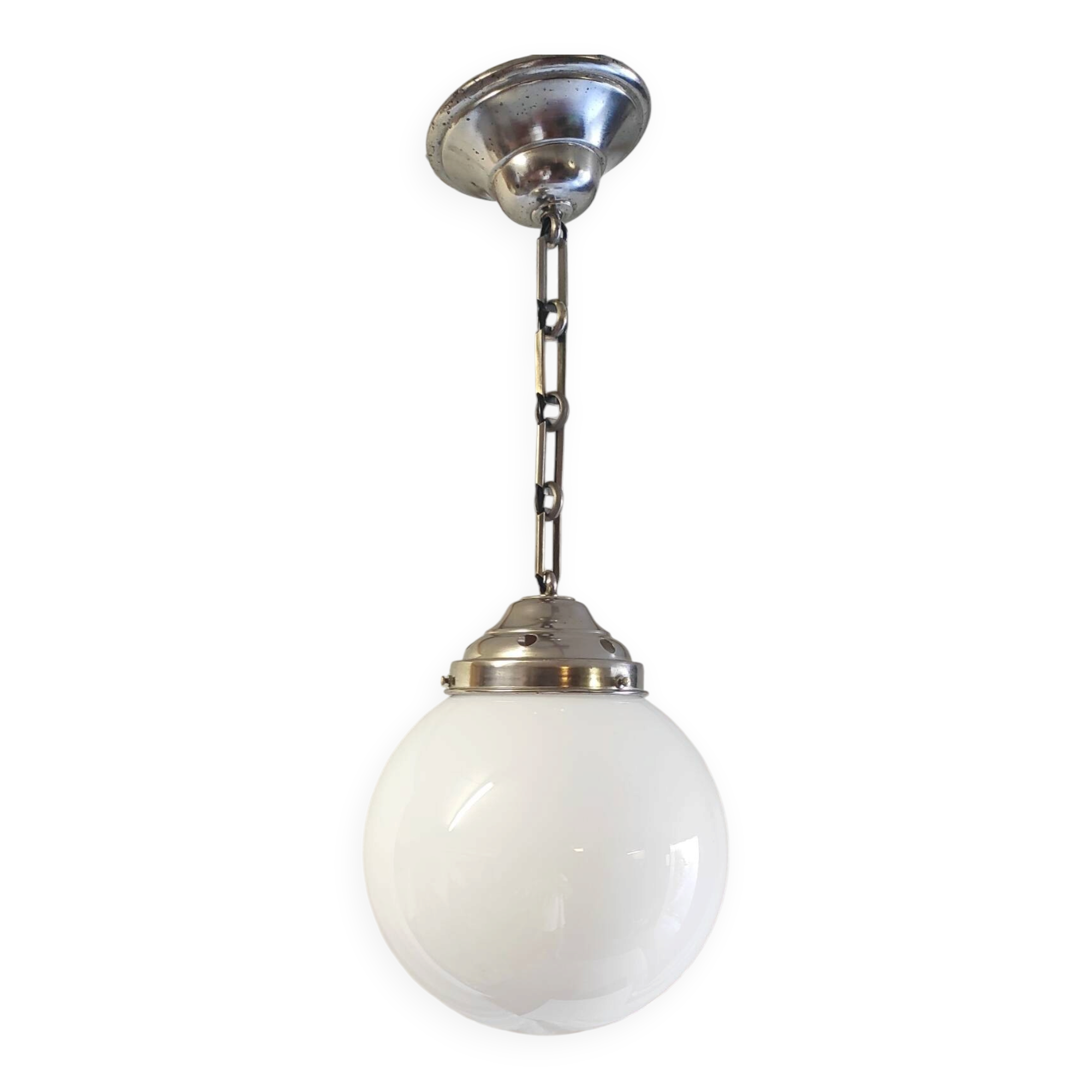 Bauhaus opaline globe pendant light diameter 20 cm - 1930s