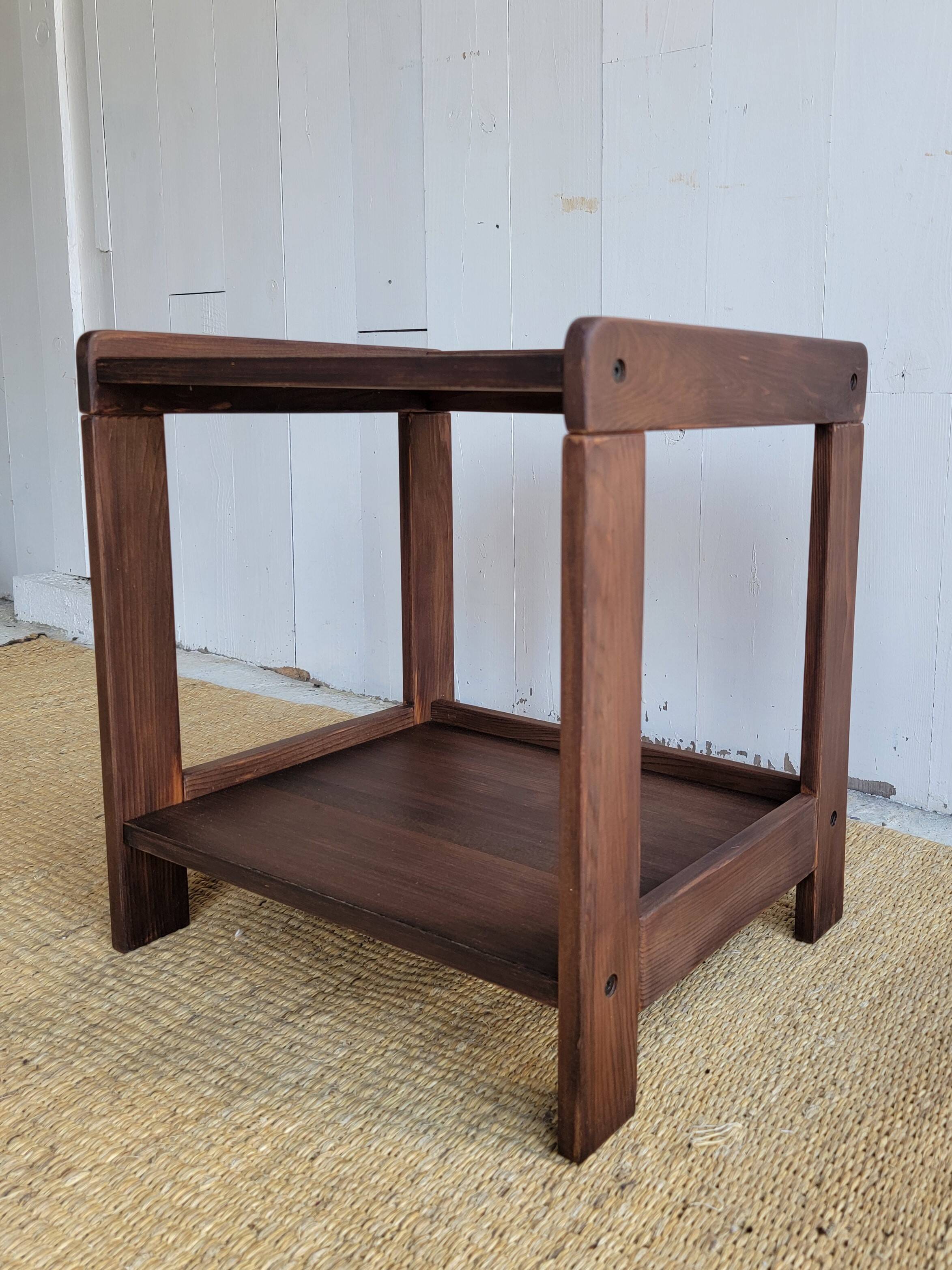 Dark wood bedside table - mid-century modern style