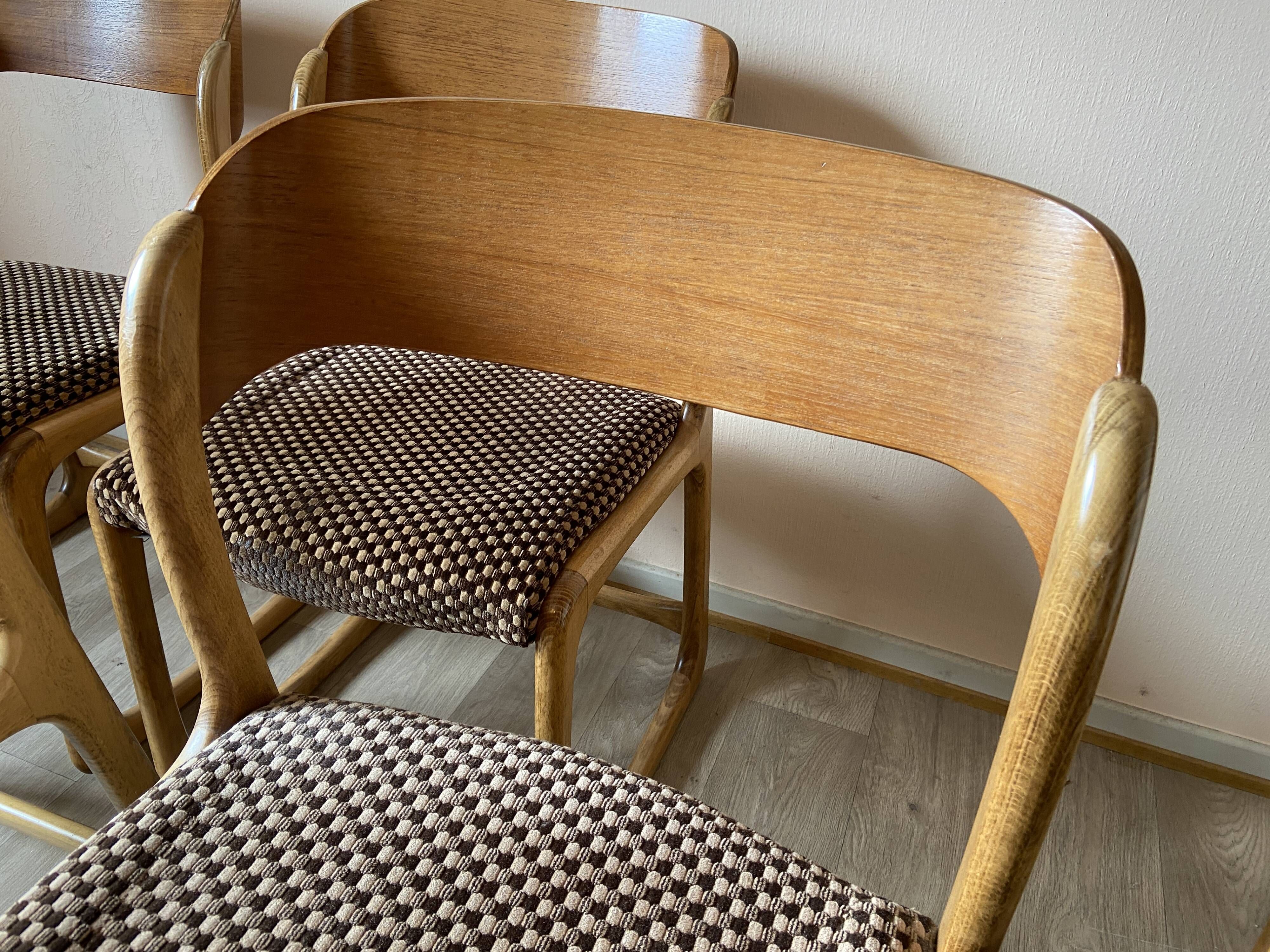 Set of 6 baumann chairs model sled sled circa 1960
