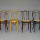 4 mismatched bistro chairs in wood and cane, Thonet, Horgen circa 1910