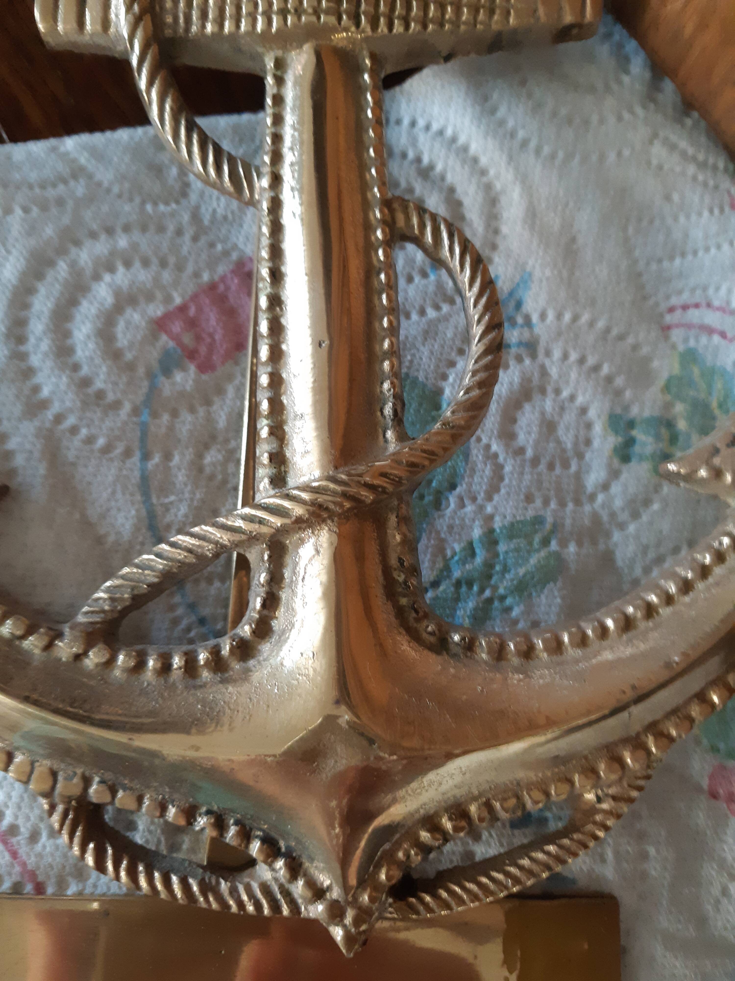 Solid bronze door knocker in the shape of a marine anchor and ropes