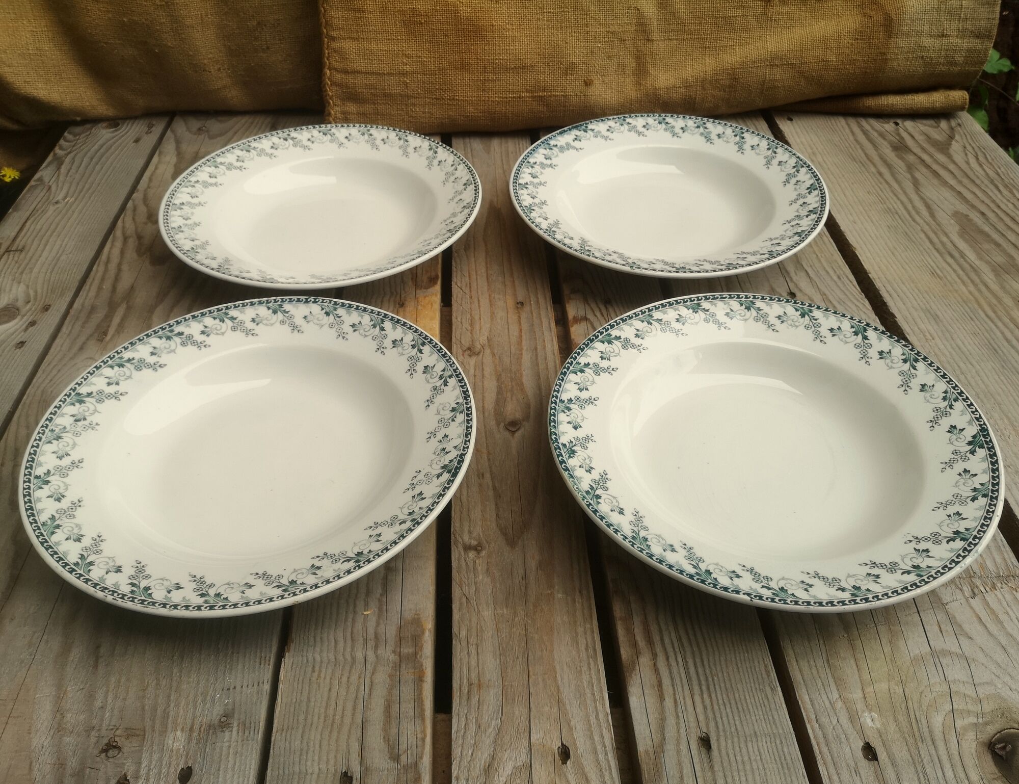 4 Hollow plates Terre de Fer in Opaque Porcelain from Gien Collection Montigny
