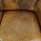 Vintage sheep leather 2 seater sofa with patina