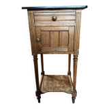 Table de chevet ancienne en bois avec plateau en marbre