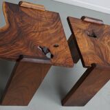 Pair of Vintage Natural Coffee Tables in Walnut, ca 1970/1980