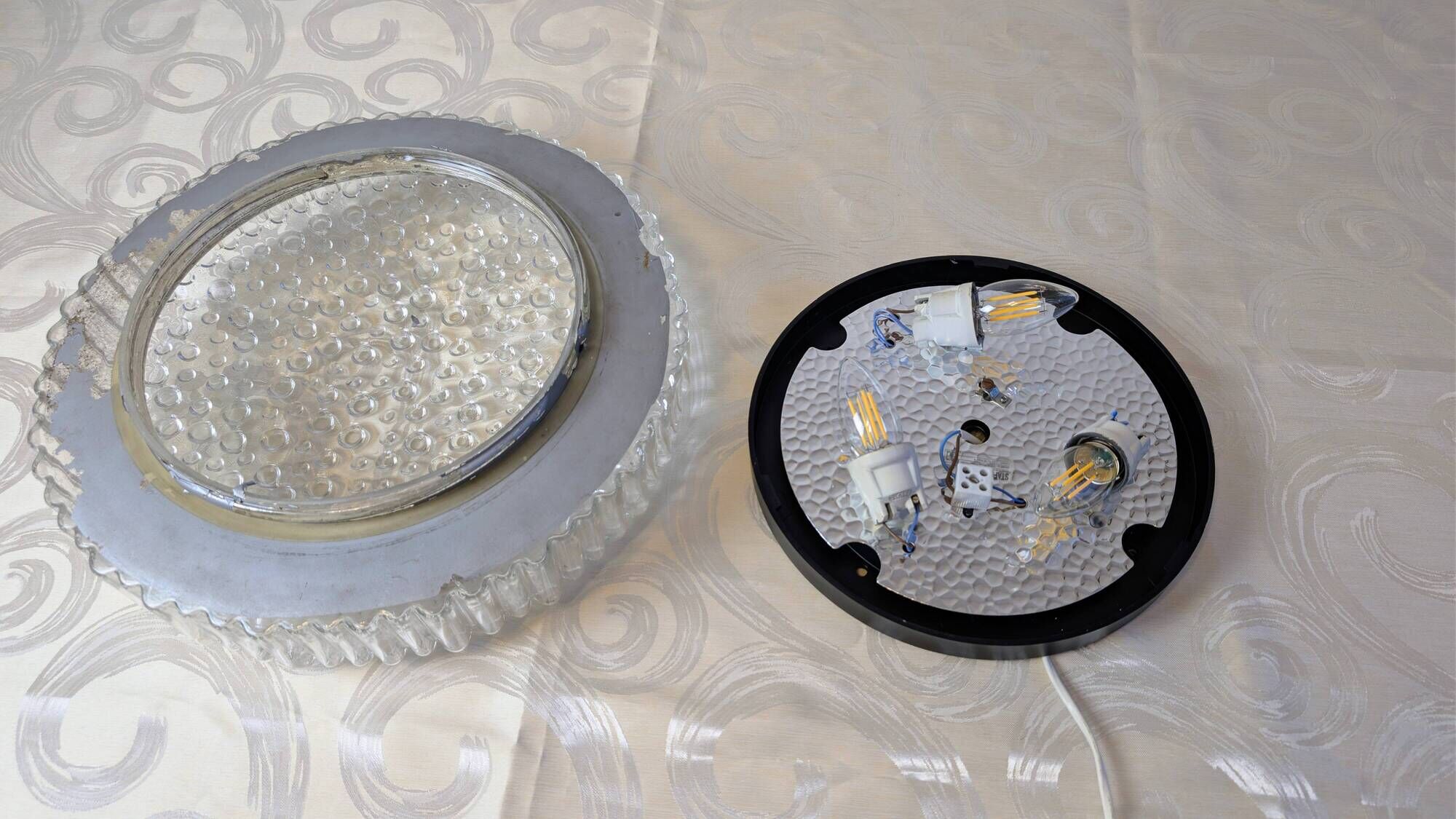 Space Age Staff ceiling light with bubbled glass