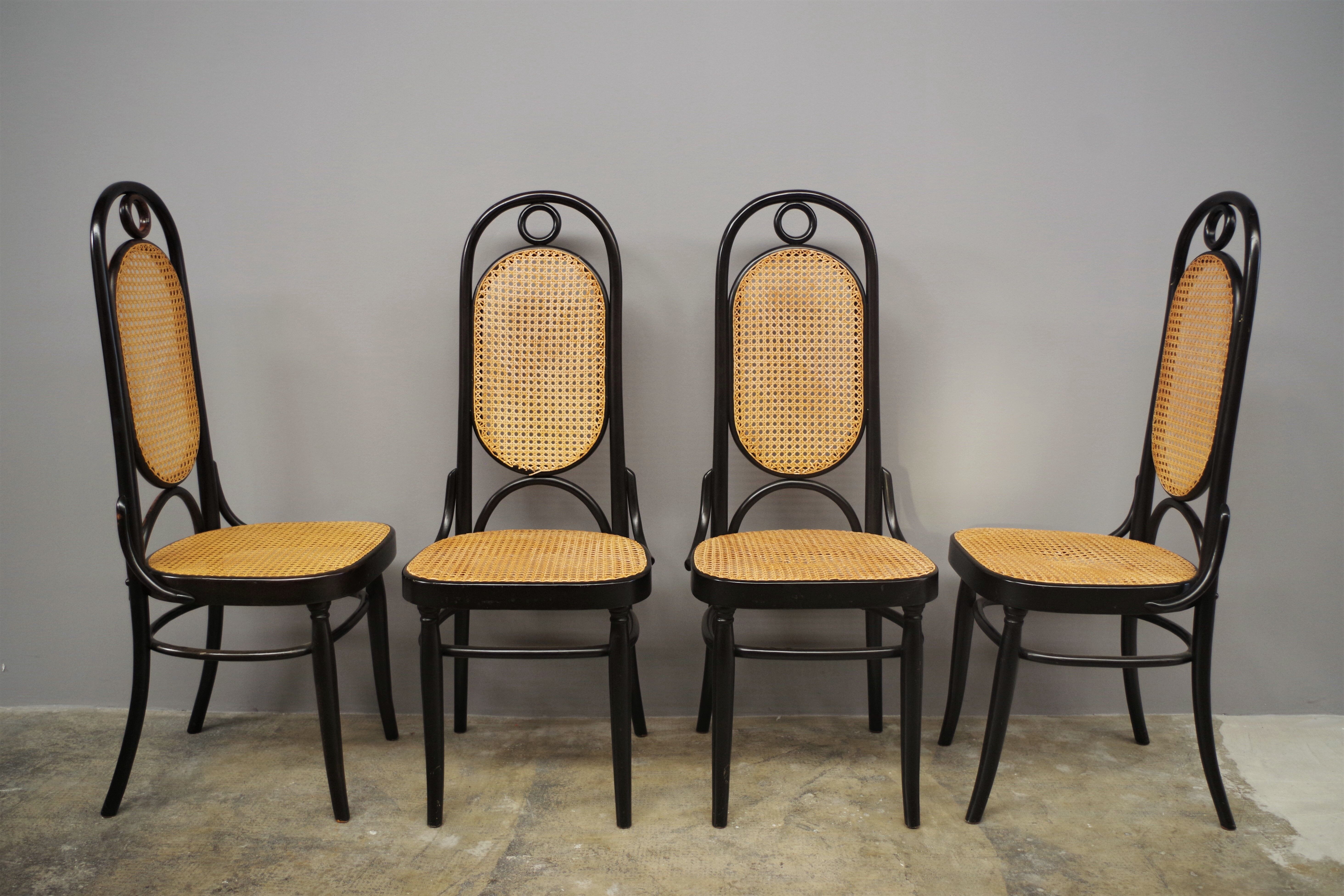 Chairs in bent beech and vienna straw, 1980