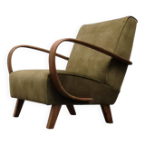 1930 Jindrich Halabala Bentwood Armchair in Forest Green Velvet