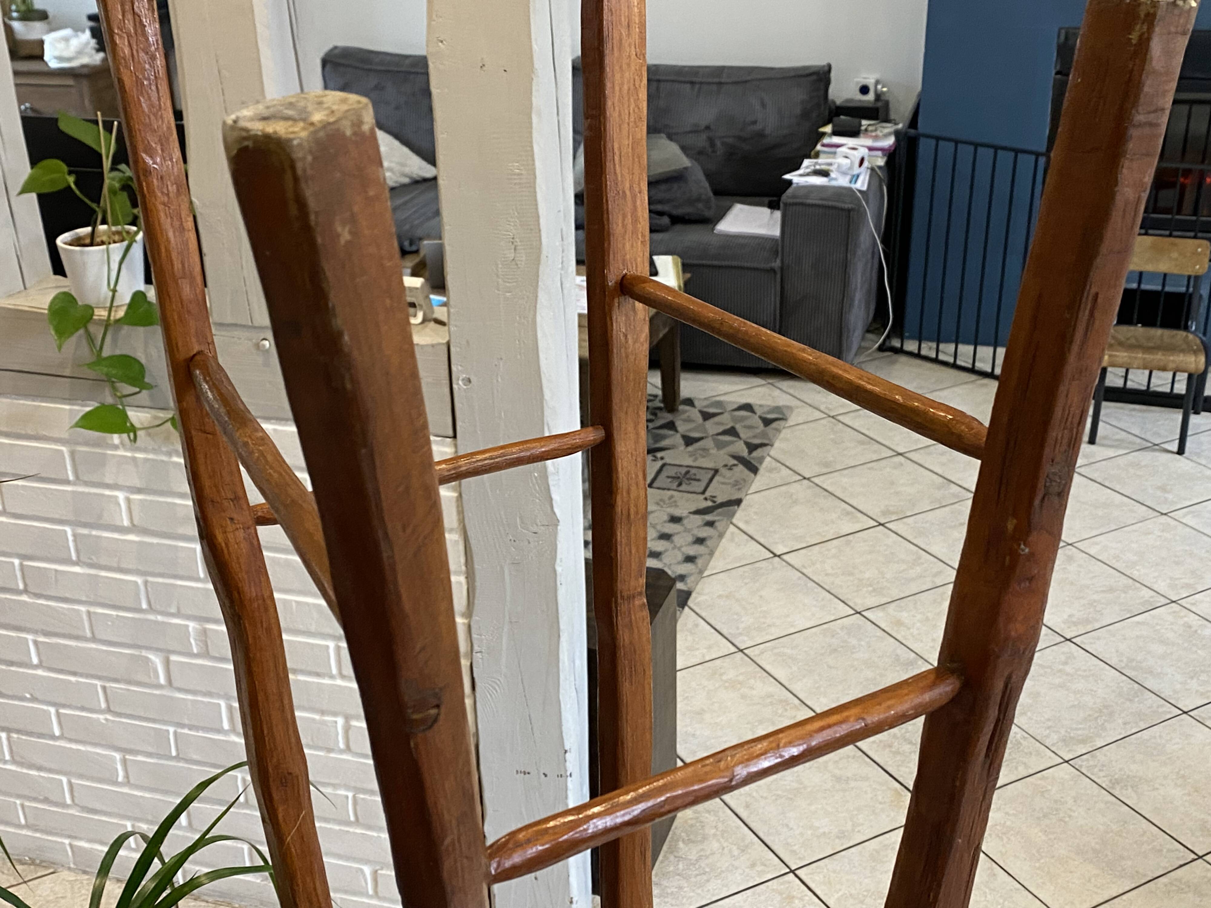 Set of 3 high wooden bar stools, handcrafted, 50.