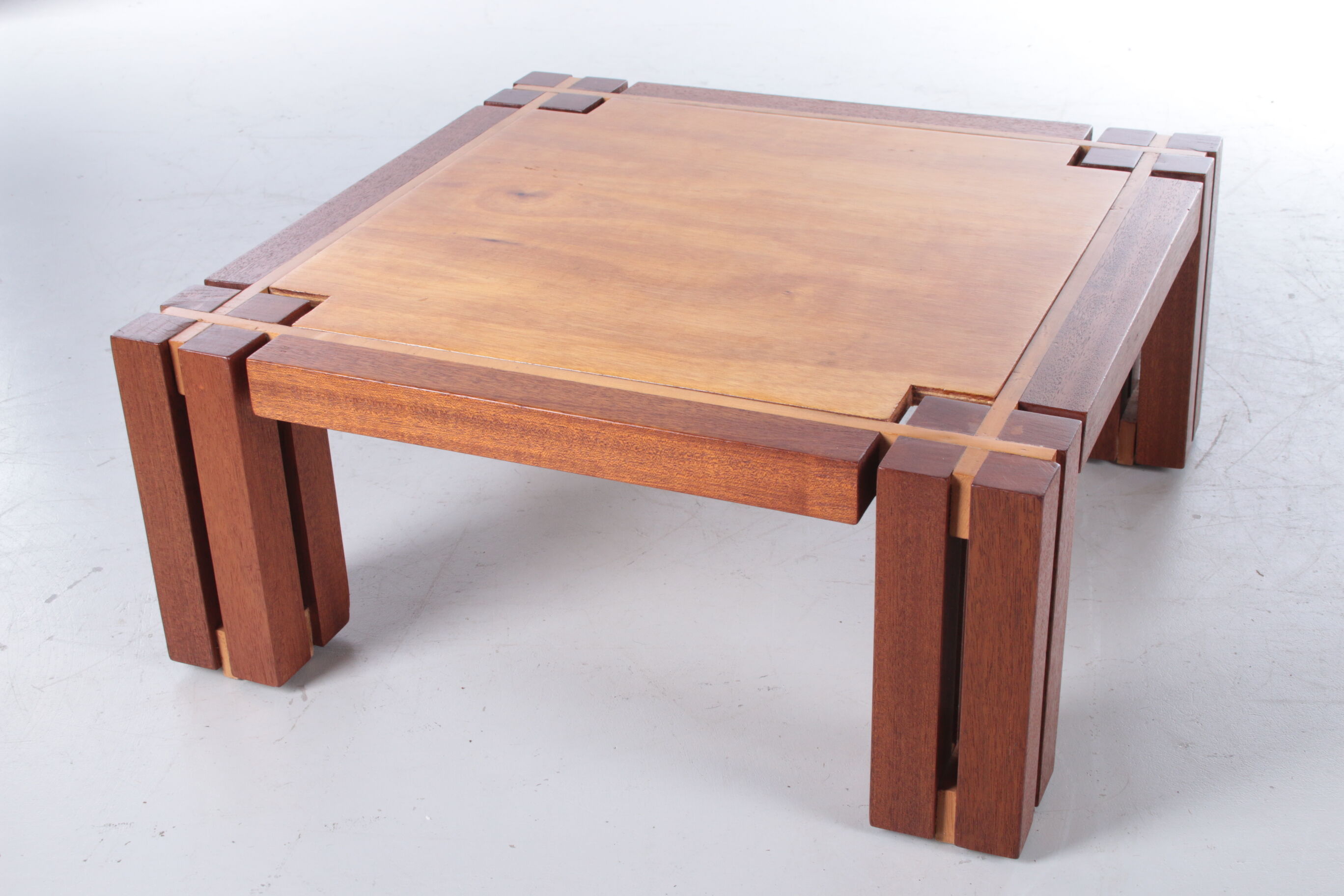 Brutalist Teak wood coffee table, 1970s