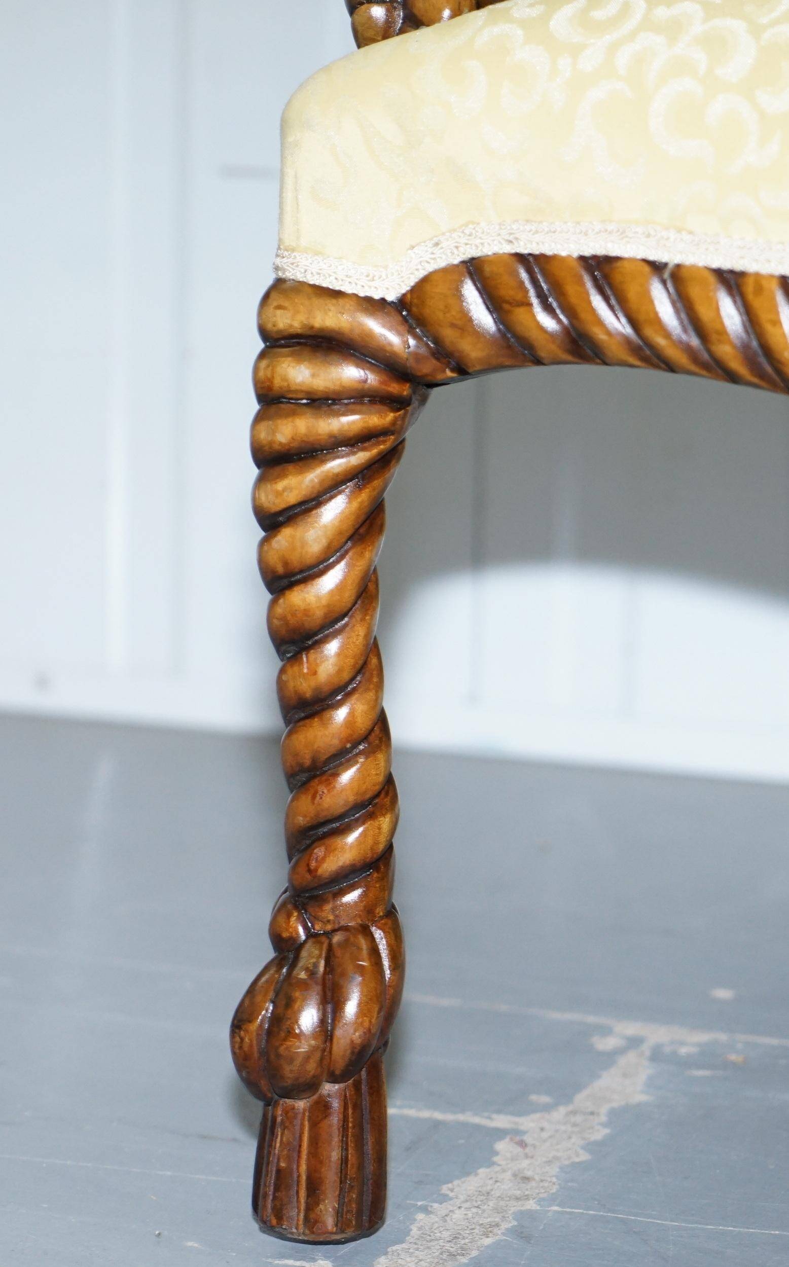 Ensemble sièges style Napoléon III en Rope Twist: fauteuil & canapé Chesterfield